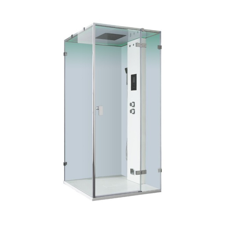 Parní box EAGO DZ108F15 bílá lesklá verze 90x90cm / levá bez vaničky