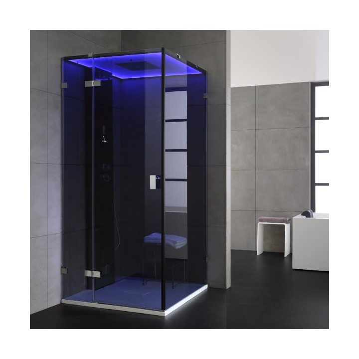 Parní box EAGO DZ108F15 stříbrná / nerez verze 90x90cm / levá bez vaničky