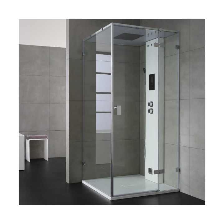 Parní box EAGO DZ108F15 bílá lesklá verze 90x90cm / levá bez vaničky