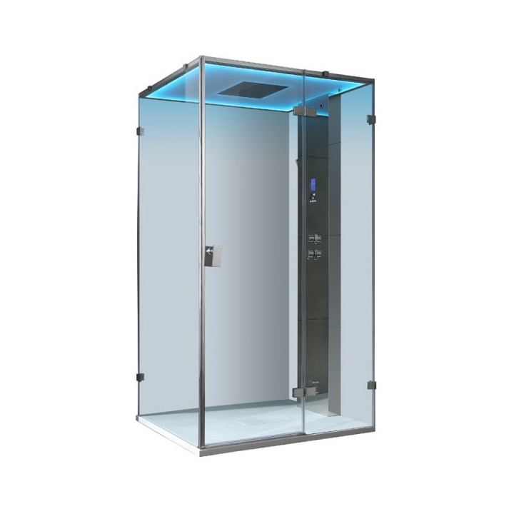 Parní box EAGO DZ106F15 stříbrná / nerez verze 100x100cm / pravá bez vaničky
