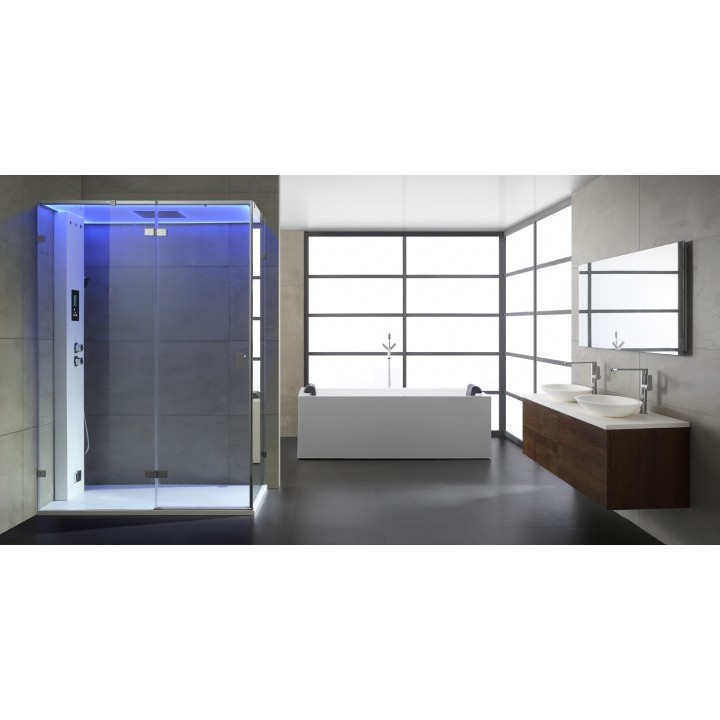 Parní box EAGO DZ111F15 bílá lesklá verze 150x90cm / levá bez vaničky