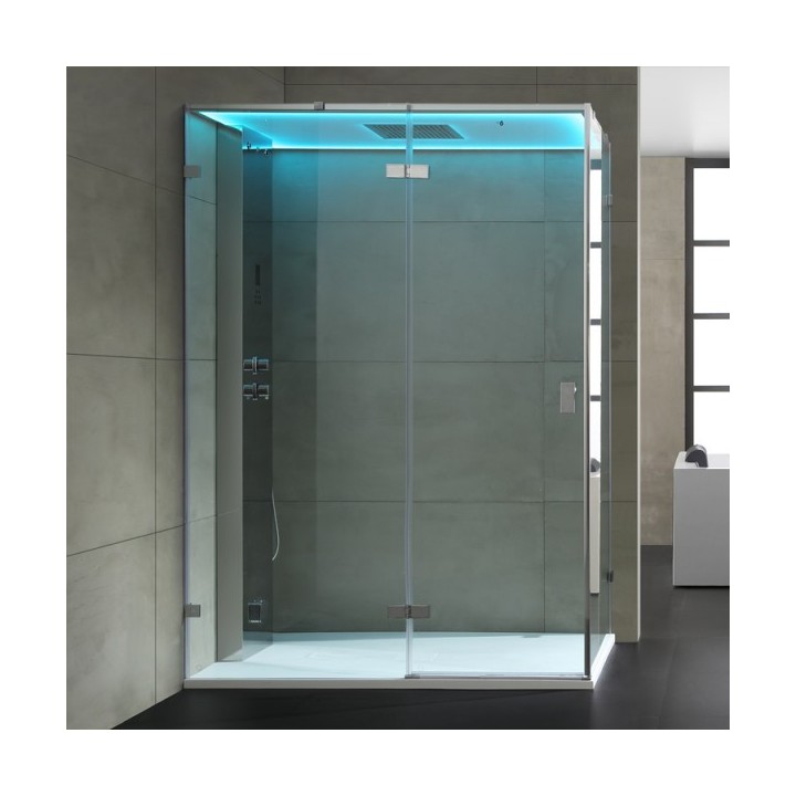 Parní box EAGO DZ111F15 stříbrná / nerez verze 150x90cm / levá bez vaničky