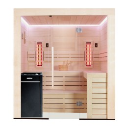 Kombinovaná finská sauna s infrazářiči AWT E1205B IR topol 207x198 9kW Vitro