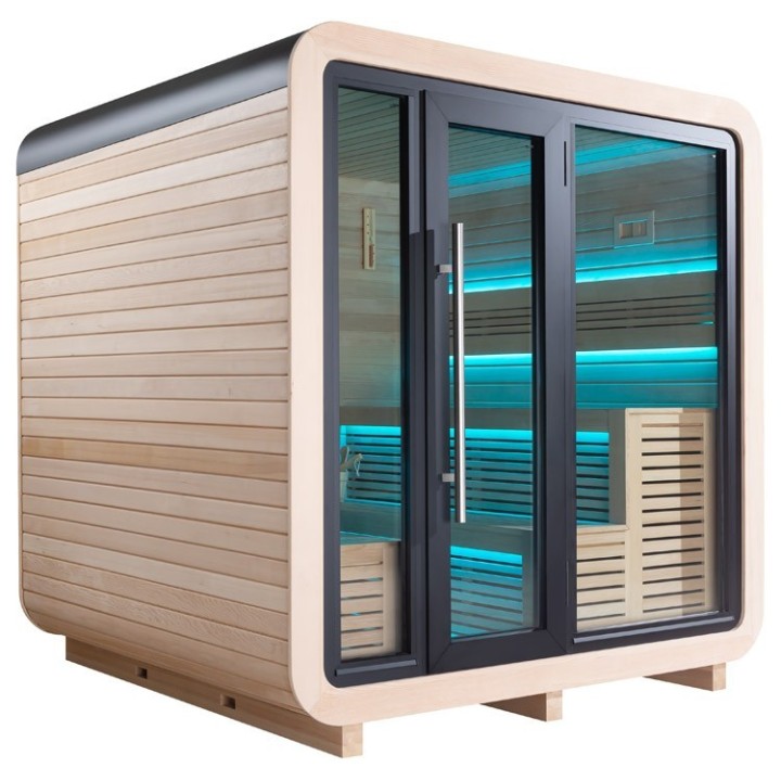Venkovní sauna AWT THE CUBE X1 Hemlock 225x225 bez saunových kamen