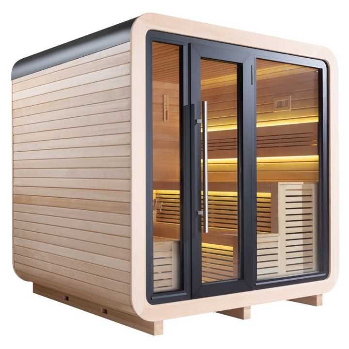 Venkovní sauna AWT THE CUBE X1 Hemlock 225x225 Cilindro 9kW