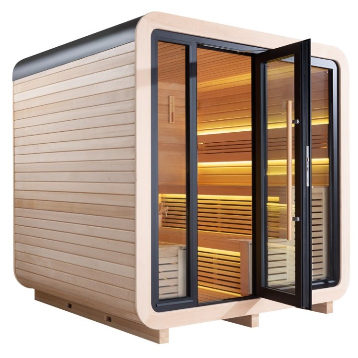 Venkovní sauna AWT THE CUBE X1 Hemlock 225x225 Eos Cubo 9kW