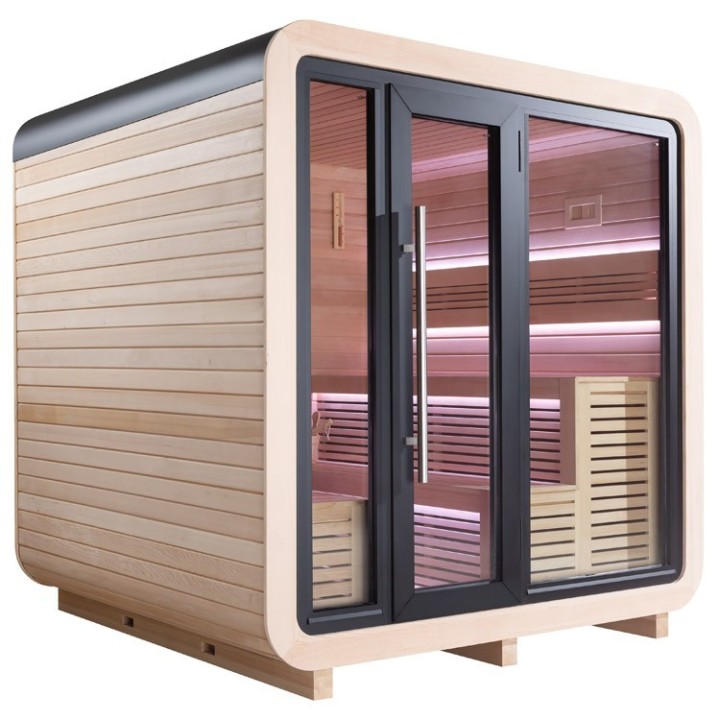 Venkovní sauna AWT THE CUBE X1 Hemlock 225x225 Eos Cubo 9kW