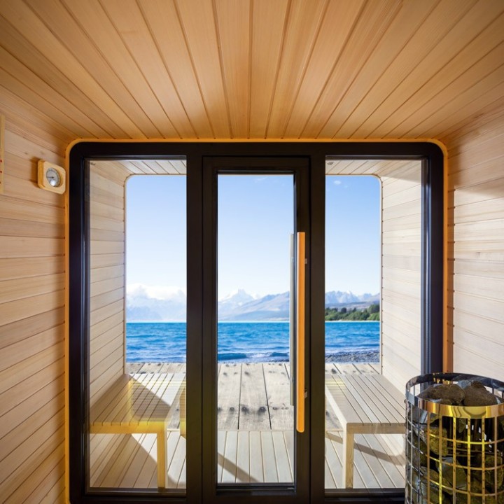 Venkovní sauna AWT THE CUBE X3 Hemlock 225x225 bez saunových kamen