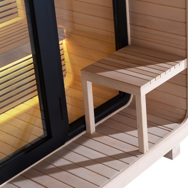 Venkovní sauna AWT THE CUBE X3 Hemlock 225x225 bez saunových kamen