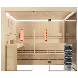 Finská sauna EAGO AWT E1205A-IR topol 266×198 9 kW Cilindro