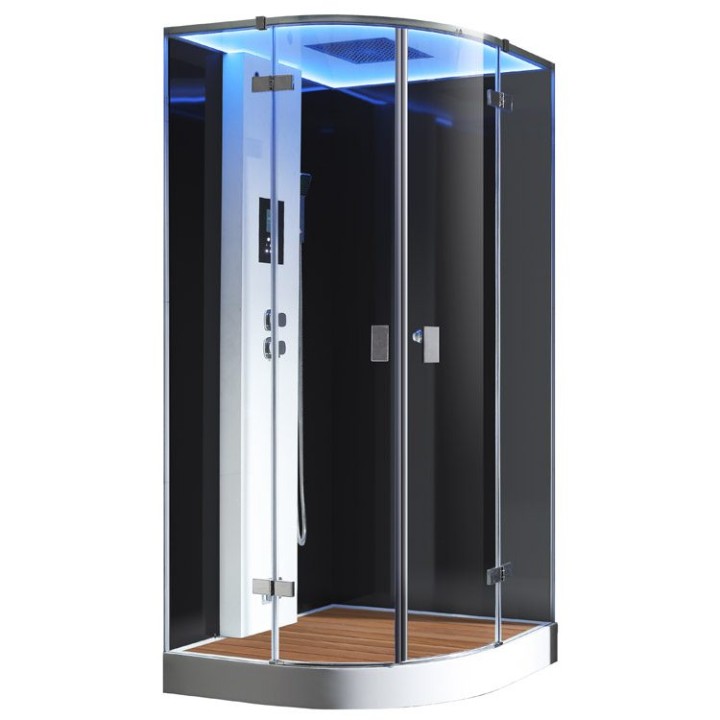 Parní sprchový box EAGO AWT LD209F15 s sprchovou vaničkou černý 100×100