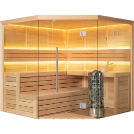 Finská sauna EAGO AWT E1611XL hemlock 250×250 9 kW Cilindro