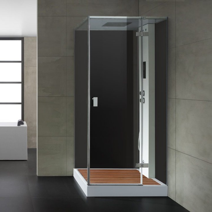 Parní sprchový box EAGO AWT LD207F15 s sprchovou vaničkou černý 120×90 pravé provedení