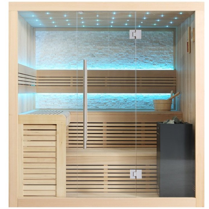 Finská sauna EAGO AWT B1102B hemlock 200×170 9 kW EOS BiO-Cubo