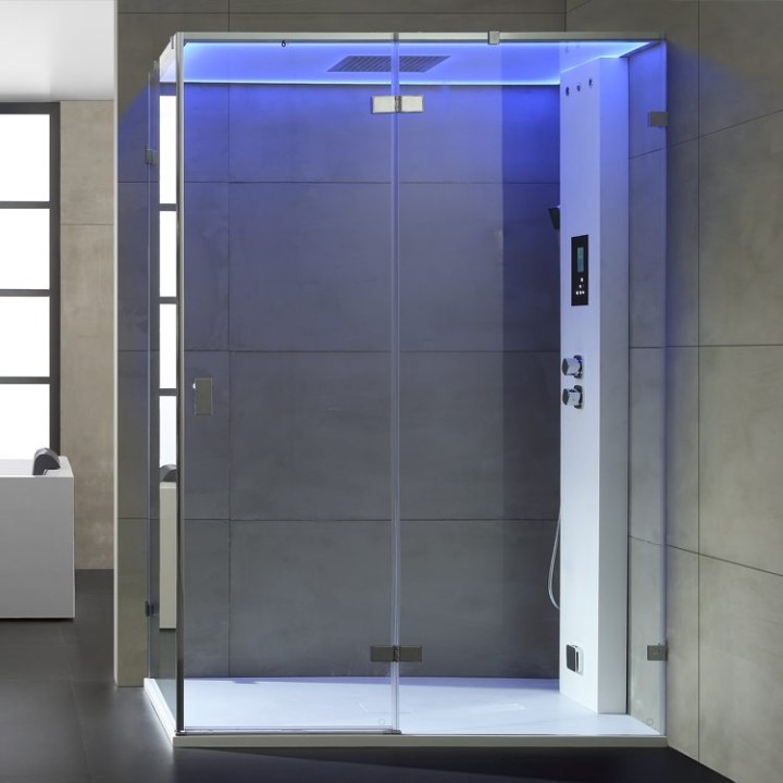 Parní sprchový box EAGO AWT LD111F15 bílý lesklý 150×90 pravé provedení