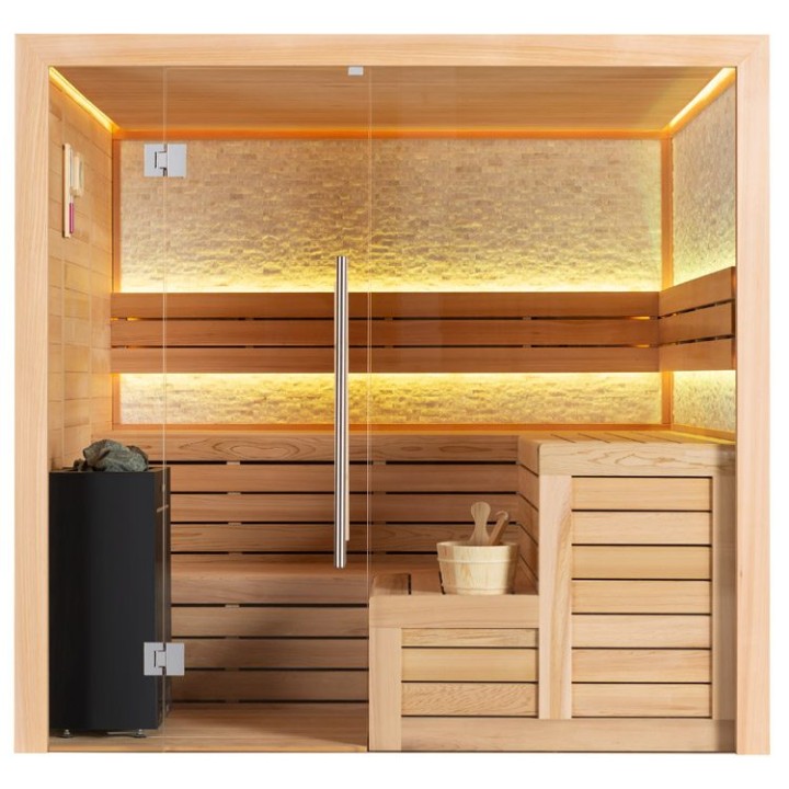 Finská sauna EAGO AWT B1603XL červený cedr 240×200 10,8 kW Virta Bi-O