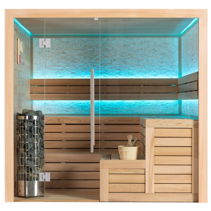 Finská sauna EAGO AWT E1603C červený cedr 180×180 9 kW Cilindro