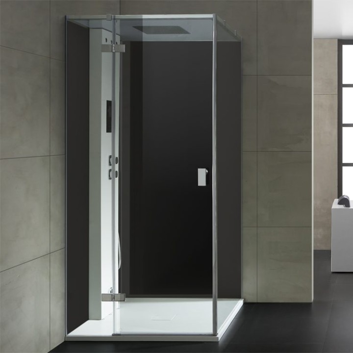 Parní sprchový box EAGO AWT LD206F15 černý 100×100 levé provedení