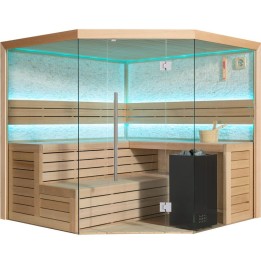 Finská sauna EAGO AWT B1601B hemlock 200×200 9 kW EOS Bi-O Cubo