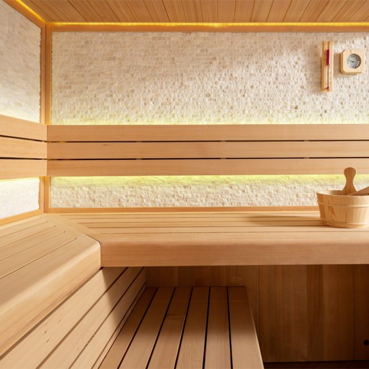 Finská sauna EAGO AWT B1601B hemlock 200×200 9 kW Virta Bi-O