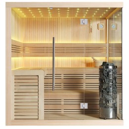 Finská sauna EAGO AWT E1115B hemlock 200×200 9 kW Cilindro