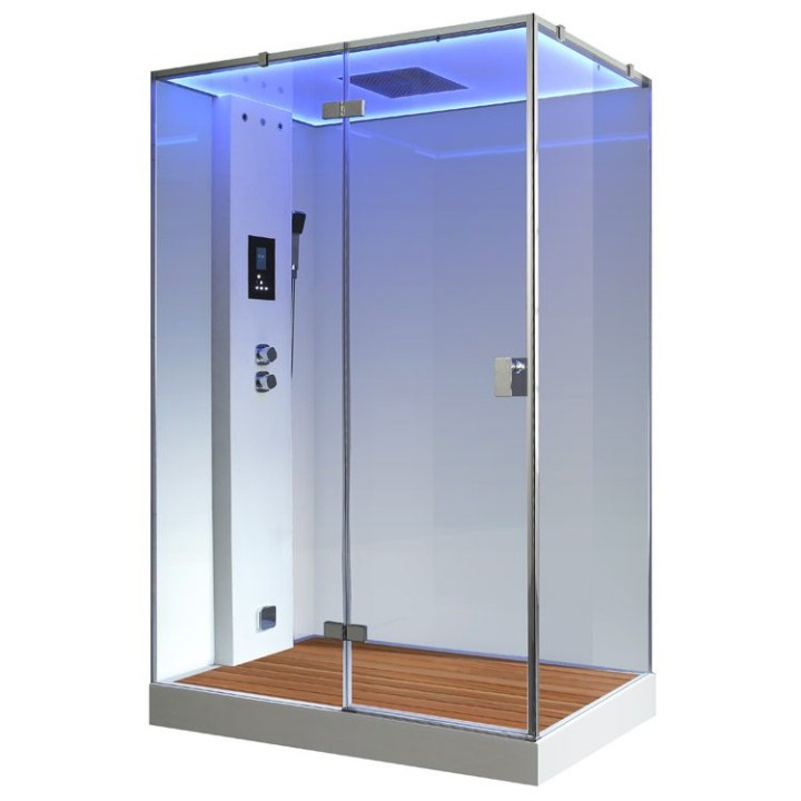 Parní sprchový box EAGO AWT LD211F15 s sprchovou vaničkou bílý 150×90 levé provedení