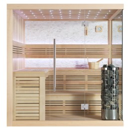 Finská sauna EAGO AWT E1105B hemlock 200×200 9 kW Cilindro