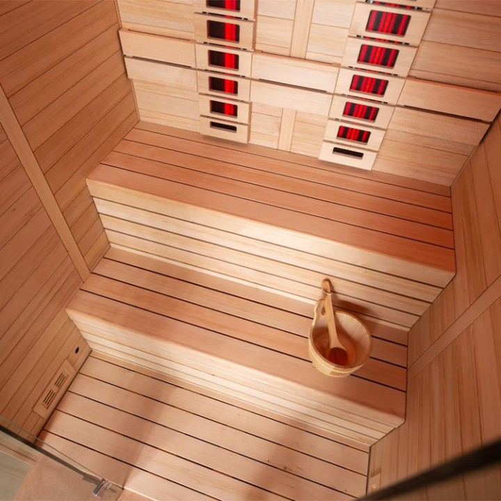 Finská sauna EAGO AWT E1614C-IR hemlock 160×150 6,8 kW Cilindro
