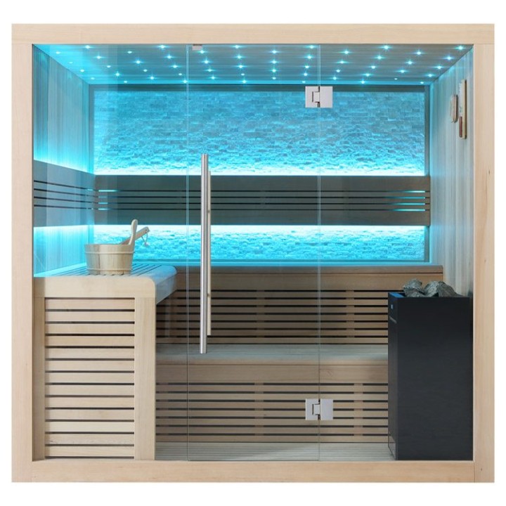 Finská sauna EAGO AWT B1102A hemlock 220×200 9 kW EOS BiO-Cubo