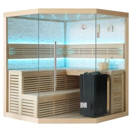 Finská sauna EAGO AWT B1101C hemlock 180×180 9 kW EOS BiO-Cubo