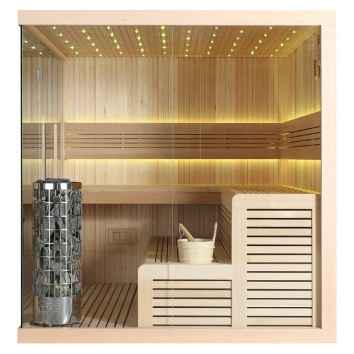 Finská sauna EAGO AWT B1115A hemlock 220×200 9 kW EOS BiO-Cubo