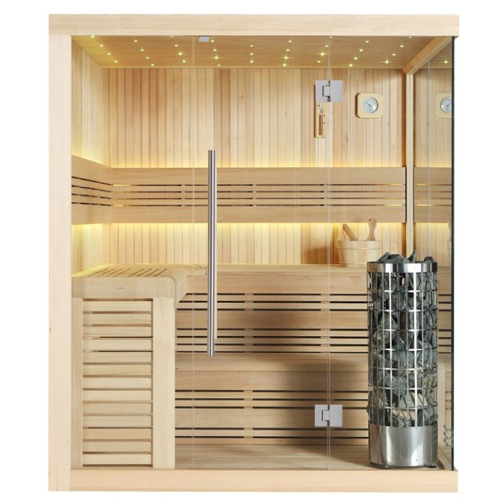 Finská sauna EAGO AWT E1115C hemlock 180×180 9 kW Cilindro