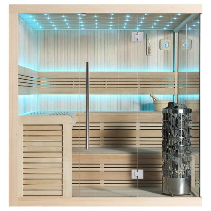 Finská sauna EAGO AWT E1115C hemlock 180×180 9 kW Cilindro