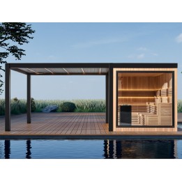 Zahradní sauna EAGO AWT Saunahaus THE CUBE X7-R za hemlock 300×635 bez kamen