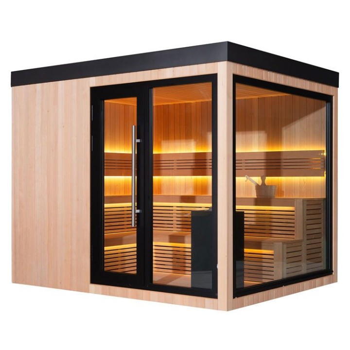 Zahradní sauna EAGO AWT Saunahaus THE CUBE X7-R za hemlock 300×635 bez kamen