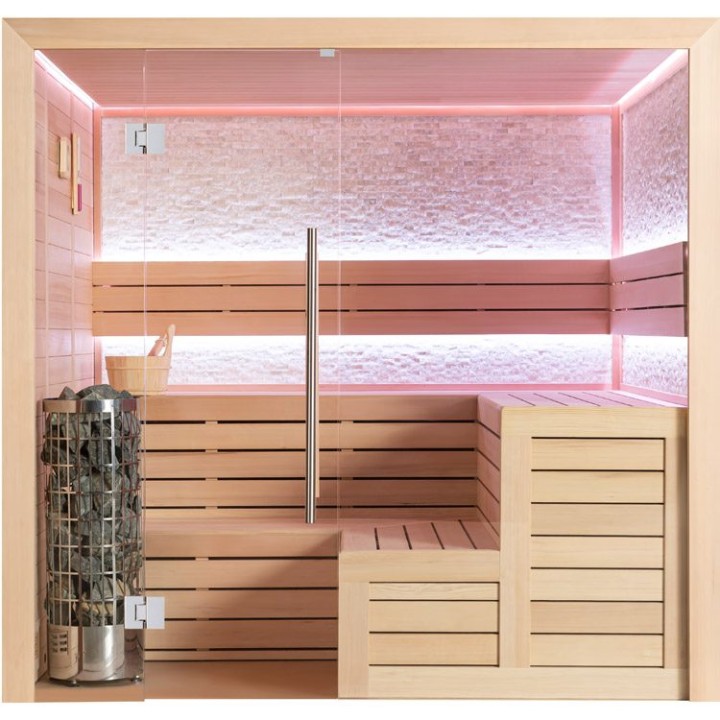 Finská sauna EAGO AWT E1603XL hemlock 240×200 9 kW Cilindro