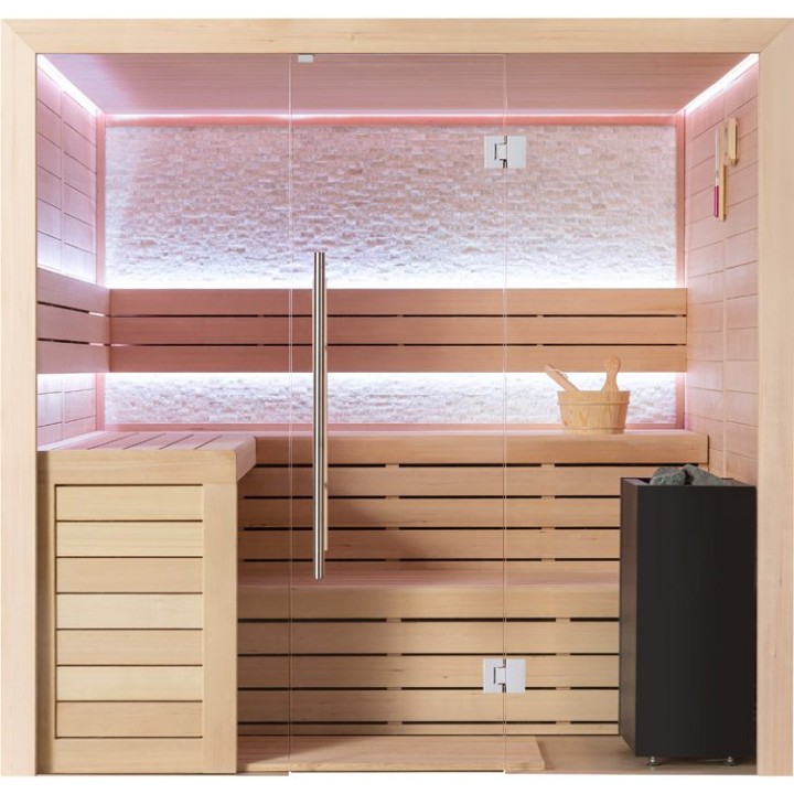 Finská sauna EAGO AWT E1602B hemlock 200×170 9 kW Virta