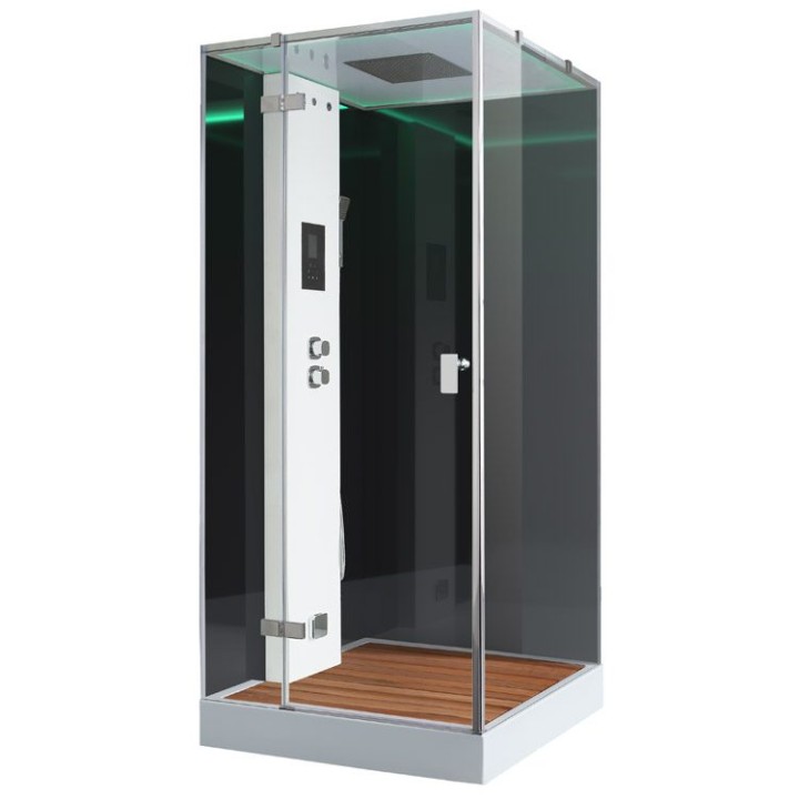 Parní sprchový box EAGO AWT LD206F15 s sprchovou vaničkou černý 100×100 levé provedení