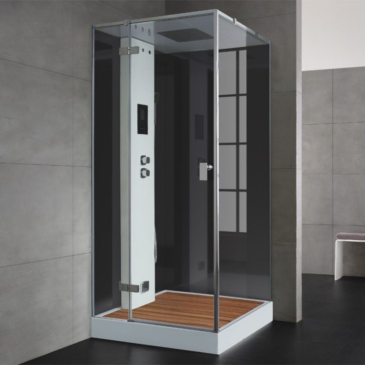 Parní sprchový box EAGO AWT LD206F15 s sprchovou vaničkou černý 100×100 levé provedení