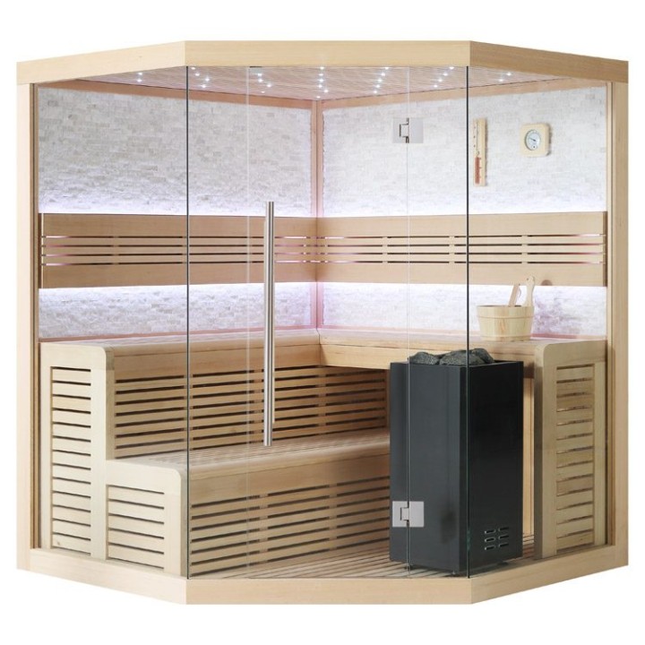 Finská sauna EAGO AWT E1101C hemlock 180×180 9 kW Virta