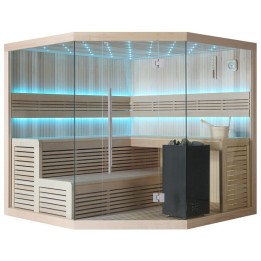 Finská sauna EAGO AWT B1111A hemlock 220×220 9 kW Virta Bi-O
