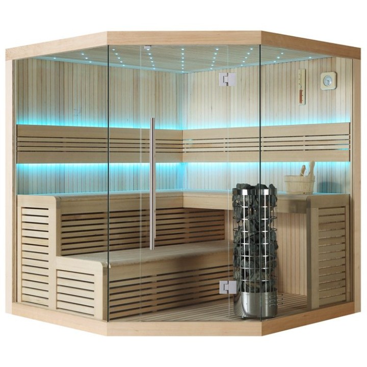 Finská sauna EAGO AWT E1111B hemlock 200×200 9 kW Cilindro