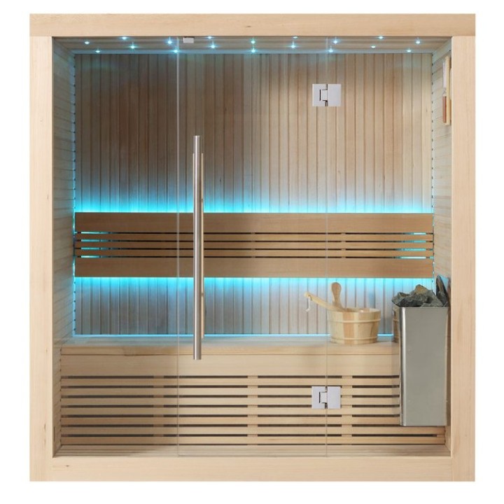 Finská sauna EAGO AWT E1113A hemlock 180×105 4,5 kW TheWall