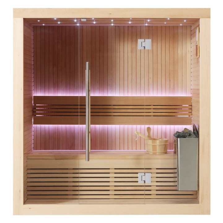 Finská sauna EAGO AWT E1113A hemlock 180×105 4,5 kW TheWall
