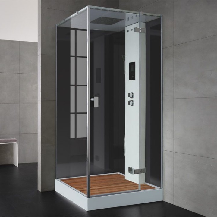 Parní sprchový box EAGO AWT LD208F15 s sprchovou vaničkou černý 90×90 pravé provedení