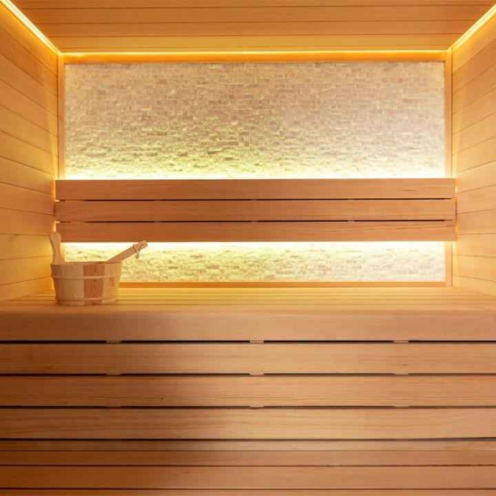 Finská sauna EAGO AWT B1604C hemlock 160×150 9 kW TheWall Bi-O