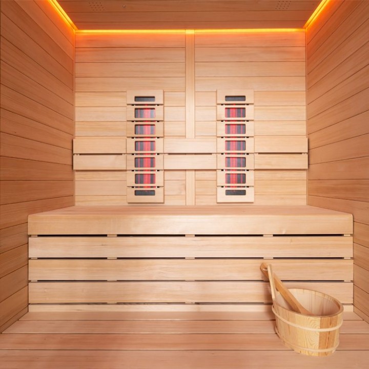 Finská sauna EAGO AWT E1614C-IR hemlock 160×150 bez kamen