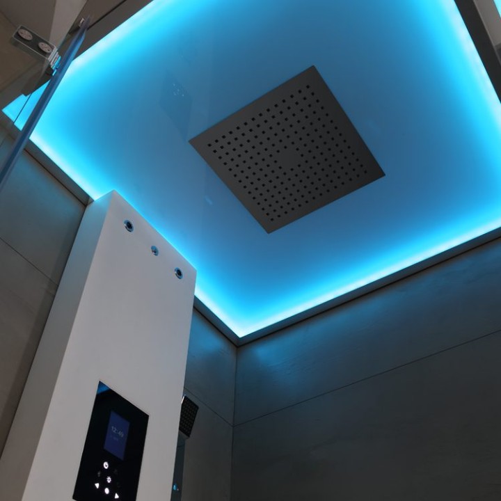 Parní sprchový box EAGO AWT LD106F15 bílý matný 100×100 levé provedení