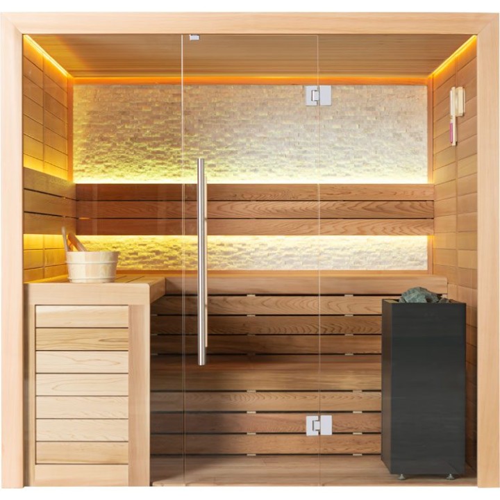 Finská sauna EAGO AWT B1602A červený cedr 220×200 9 kW EOS Bi-O Cubo