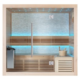 Finská sauna EAGO AWT B1106B hemlock 180×120 4,5 kW TheWall Bi-O